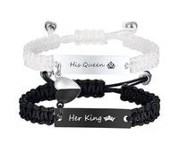 XUANPAI Magnetic Couple Bracelets Love Gifts- His Queen Her King Couple Matching Magnet Love Heart Bracelets Birthday Anniversary Valentine's Day Christmas Giftsfor Women and Men