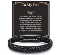 XUANPAI Men's Bracelets Gifts Jewellery - to My Men Dad Boyfriend Brother Son Bracelet Leather Black Stainless Steel Birthday Gifts Valentines Christmas for Men Teenage Boys (To My Dad)