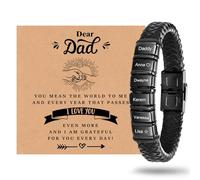 XUANPAI Mens Bracelets Personalised Dad Gifts - Father's Dad Bracelet for Dad Mens Leather Bracelet with Kids Name Braided Bracelet for Men Daddy Presents for Birthday Gifts from Daughter Son