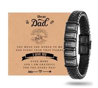 XUANPAI Mens Bracelets Personalised Dad Gifts - Father's Day Gifts for Dad Mens Leather Bracelet with Kids Name Braided Bracelet for Men Daddy Presents for Birthday Gifts from Daughter Son