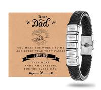 XUANPAI Mens Bracelets Personalised Dad Gifts - Father's Day Gifts for Dad Mens Leather Bracelet with Kids Name Braided Bracelet for Men Daddy Presents for Birthday Gifts from Daughter Son