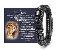 XUANPAI Mens Leather Bracelet To My Son Bracelet - Son's Gifts from Mum Braided Leather Bracelets Lettering Love You Forever Gifts
