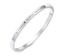 XUANPAI Personalised Women's Bracelet Jewellery Gifts - Stainless Steel Bangle 316L with Engraving, Customised Birthday Gift for Women Lady Girls Mother Daughter Sister Friends