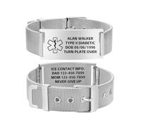 XUANPAI Personalized Medical Bracelet for Women - Free Engraving Customizable Medical ID Bracelets,Waterproof Stainless Steel Adjustable Customized Engraved Wristband,Emergency Medic Alert