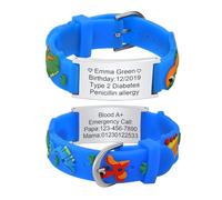 XUANPAI Personalized Safety Wristband Bracelet for Kids - Child ID Bracelet for Emergency Contact or Medical Information Waterproof Cartoon Style Silicone Bracelet for Boys Girls Teenagers (A-Blue 5)