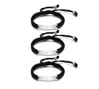 XUANPAI Set of 3 Customize Friendship Bridesmaid Gift Jewelry Set of 2,3,4,5 Handmade Braided Rope ID Bracelet,Adjustable