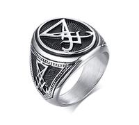 XUANPAI Sigil of Lucifer Seal of Satan Symbol Signet Ring Band for Men Boys,Talisman Amulet Jewelry,Size 11