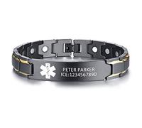 XUANPAI Stainless Steel Health Adjustable Medical Alert ID Tag Free Engraving Bracelet For Men