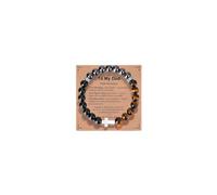 XUANPAI Triple Protection Bracelet for Dad, Gift for Father, Black Onyx Tiger Eye Hematite Beads with Cross, Stretch Cord 6.7 Inch, Fathers Day Gift from Daughter Son with Blessing Card