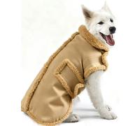 XUANQIFC Dog Winter Jacket, Warm Windproof Dog Coat Sweaters for Small Dogs, Thick Apparelf Fleece Coat for Medium Large Dog (Brown Large)