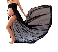 xuanranUK Maternity Dresses Strapless Gown, Sexy Pregnant Women Photography Props Split Front Off Shoulder Dress for Pregnant Women Photos Shoot (Black)