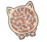 Xuanxi 135pc Cats Puzzle Made From Natural Wood with Modern Palette Craft Compact Storage