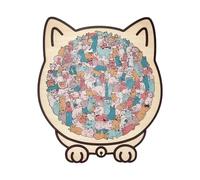 Xuanxi 135pc Cats Puzzle Made From Natural Wood with Modern Palette Craft Compact Storage