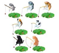 Xuanxi Aquarium Decorations FishTank Landscaping Fence Hanger Statues Accessories Cartoon Fishing Kitten Ornament
