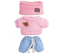 Xuanxi Creative Doll Clothes Set for 17cm Plush Dolls Easy Change Sweater Pants Hat Child Pretend Play Handmade Doll Sweater Set Bear Symbol Doll Outfit