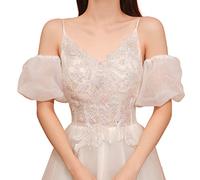 Xuanxi Detachable Puff Sleeves Bride Wedding Arm Cover Decorate White Ruffle Puff Sleeve For Bridal Accessories Arm Gloves Mesh Arm Covers Wedding Party Dress Mesh Arm Covers For Women