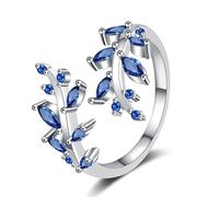 Xuanxi Elegant Plant Inspired Copper Band Shimmering Stones All Occasion Allergy Resistant Copper Statement Rings Trendy Leaf