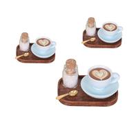 Xuanxi English Coffee Cup and Saucer Pretend Play Furniture 3pcs Miniature Accessories Miniature Accessories