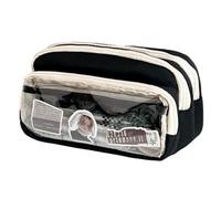 Xuanxi Heavy Duty Transparent School Pencil Bag with Multiple Compartments Water Resistant Fabric for College Work Daily Use Fabric Pencil Case