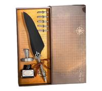 Xuanxi Retro Engraved Feathered Dip Pen Antique Dip Includes 5 Interchangeable Tips and Inks for Artistic Handwriting Retro Feather Set