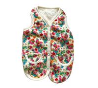 Xuanxi Stylish Flower Print Dog Cats Winter Jackets Soft Inner Layer Comfortable Padded Coat 2 Leg Clothes for Small Brees Dog Winter Vest