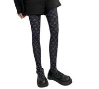 Xuanxi Tights, Womens Vintage Floral Patterned Tights Stockings Japanese Style JK Sweet Girls Silky Pantyhose Hosiery Streetwear