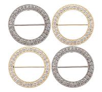 XUANYUQL 4 Pcs Gold/Silver Rhinestones T Shirt Clips Fashion Rhinestone Scarf Clip Rings Elegant Scarves Waist Buckles for Clothing Neckerchief Shawl, Silver, Medium