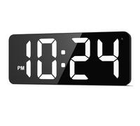 XUANZIT LED Digital Wall Clock with Large Display, Anti-Reflective Surface, Auto-Dimming, 12/24Hr Format, Small Silent Wall Clock for Living Room, Bedroom, Farmhouse, Kitchen, Office