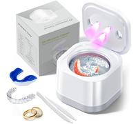 Xuaobamm Ultrasonic U-V Retainer Cleaner Machine, 45kHz Ultrasonic Cleaner for Dentures, Retainer, Mouth Guard, Aligner, Toothbrush Head, 200ML Ultrasonic Cleaning Machine for All Dental Appliances