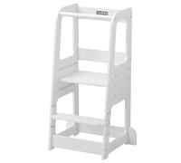 XUBBY LULLZA Modern White Toddler Tower Kitchen Helper - 3-Level Adjustable Standing Stool with Safety Design for Toddlers Ages 1-6, CE Certified