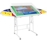 Xubialo Jigsaw Puzzle Table with 6 Drawers,Metal Tilting Puzzle Board with Table Legs 4 Wheels and 4 Tilt Angle /10 Height Adjustment, 1500 Pieces Puzzles Plateau with Cover for Adult Puzzle Lover