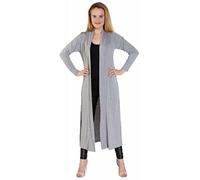 XuBiDuBi Plus Size Ladies Maxi Long Length Boyfriend Cardigan Collared Top Long Full Sleeve New Women's Floaty Cardigans Duster Jacket Coat Blazer UK. Light Grey