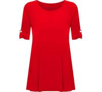 XuBiDuBi Womens Ladies Flared Swing Top for Women UK Plain Summer T Shirt Scoop Neck Button Tshirt Long Short Sleeve Plain Sizes 14-28 Plus Size