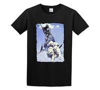 XUBLCX Silver Warrior by Frank Frazetta Art Graphic Mens Black T-Shirt Graphic Tee Printed Unisex Shirt XL