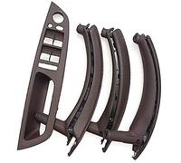 XUBOR Car Inner Interior Door Handle Armrest, for BMW, for X5, for X6 E70 E71 E72 2007-2013 Panel Pull Trim Leather Outer Cover Set Door Handle Frame Trim(Black Lhd Moka 7pcs Set)