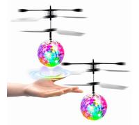 XUBX 2pcs Flying Ball Toys, Kids RC Flying Hover Disco Ball Toy, Safe Palm Infrared Sensor Drone, LED Flash Infrared Induction Indoor Outdoor Garden Interactive Game for Boy Girl Teenager Children