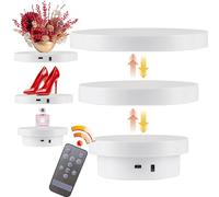 XUBX 3 in 1 Electric Rotating Turntable for photography, 360 Degree Motorized Rotating Display Stand with 2 Large Size Replaceable Plates, USB Power Cable, for Video Shooting Props