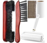 XUBX 4+1 Pool Table Brush Set, Billiard Brush Snooker Table Brush Billiard Table, Brush Made of Pure Solid Wood,Wood Billiards Pool Table and Rail Brush/Sticky Lint Roller/Cue Cleaning Cloth