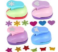 XUBX 4 Pcs Crafts Punch Set, Craft Hole Punch Butterfly Star Heart snowflake Embossing Device, Scrapbooking Punches for Creatively Kids Artwork Greeting Card Making DIY Crafts Photo Album Children