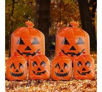 XUBX 6 PCS Halloween Lawn Leaf Bags Pumpkin Lawn Bags, 2 different sizes, Reusable Garden Waste Bags, Leaf Mould Bags for Garden Tidying Grass Cuttings and Leaves, for Halloween Decorations