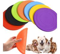 XUBX 7 Pieces Dog Flying Disc, Pet frisbee, Flying Disc Dog Toy, Frisbees for Dogs, Natural Rubber Floating Flying Saucer, Bite resistant Frisbee Training tossing toys pet toy, Training Toys