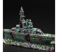 XUBX Aquarium Decoration - Resin Warship Ornament, Fish Tank Landscaping Creative Small Fighter Decor, Shrimp Hiding Cave Crafts Accessories, Vivarium Furniture Pet Supply