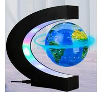 XUBX C Shape Magnetic Levitation Floating Globe with LED Lights, 360° Rotating Levitating World Globe for Kids Education/Home/Office Desk Gadget Decor