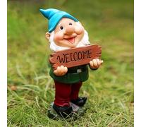 XUBX Garden Gnome Statue, Garden Gnome Fairy Ornaments, Waterproof Outdoor Resin Dwarf Statue Decoration, Welcome Figurines Craft Decoration for Home Garden Path Lawn Tabletop-1
