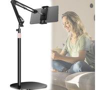 XUBX Tablet Floor Stand, Adjustable Universal 360-degree Rotatable Metal Tablet Holder,Compatible with iPad, Kindle, and Cell Phones (4.7''-13''),Overhead Bed Phone Mount,Heavy Duty Base Phone
