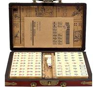 XUBX White Engraved Mini Majong Set,144 Tiles Mahjong Set Portable Chinese Toy With Box, Portable Family Mahjong Game Set Leisure Time Or Travel, Mini-Mahjong-Set.