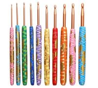 XUCHIL 10 Pcs Rose Gold Color Crochet Hooks Set Aluminum Knitting Needles Polymer Clay Crochet Needles Sewing Accessories Gift DIY Craft Accessories