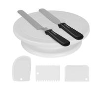 XUCHIL 11 Inch 6pcs/set Rotating Cake Turntable With Spatulas and Icing Smoother Making Decorating Tools Kit Baking Supplies Cake Decorating Supplies Cake Stands