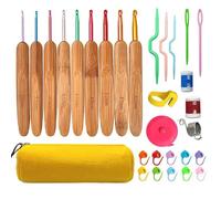 XUCHIL 30Pcs/Set Wood Handle Crochet Hooks Set Crochet Knitting Needles Sewing DIY Knitting Tools Weave Craft Needle Accessories with Storage Bag Sister Gift