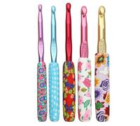 XUCHIL 5 Pcs Colorful Ceramic Handle Alumina Crochet Hooks Knitting Needles Set Sewing Crochet for Weave Sewing Needles Handmade Tool Gift